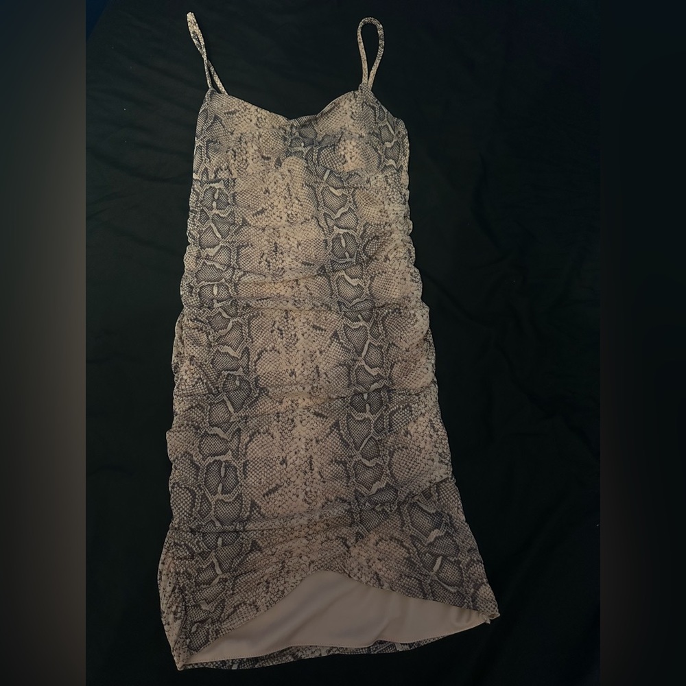 Dusty pink snake skin mini dress